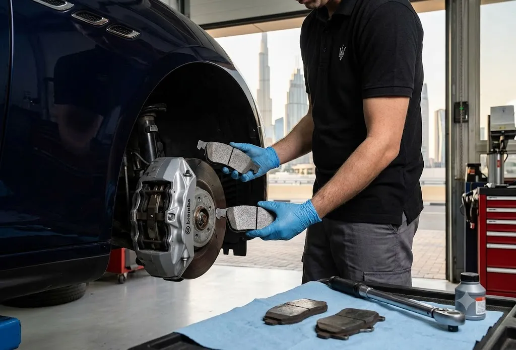 Maserati brake pad replacement in Dubai by an independent specialist workshop