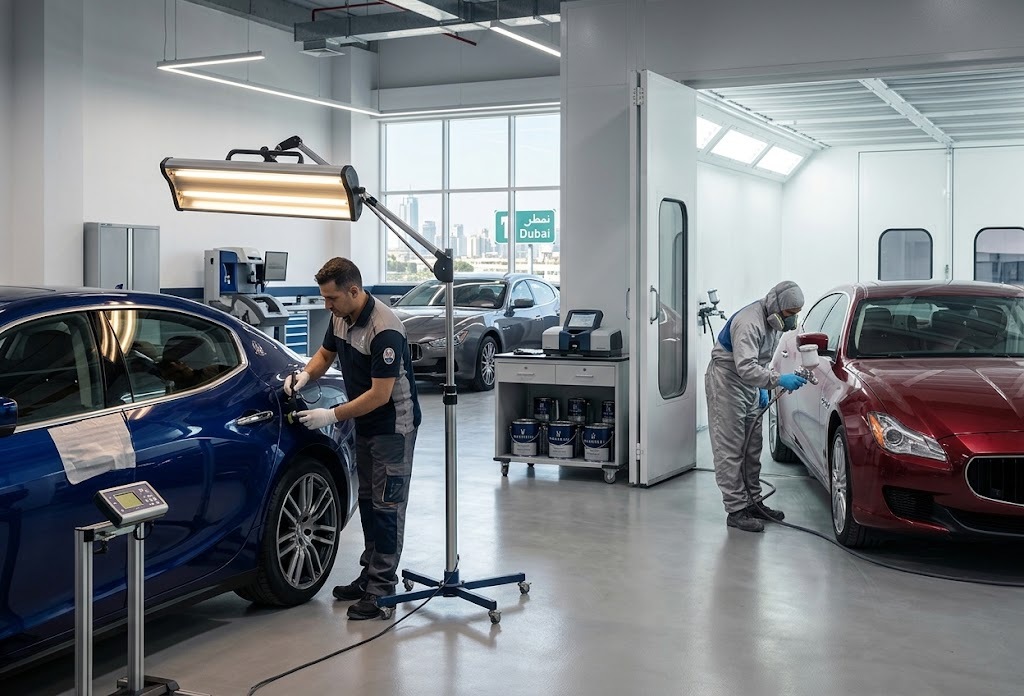 Maserati denting and painting workshop in Dubai