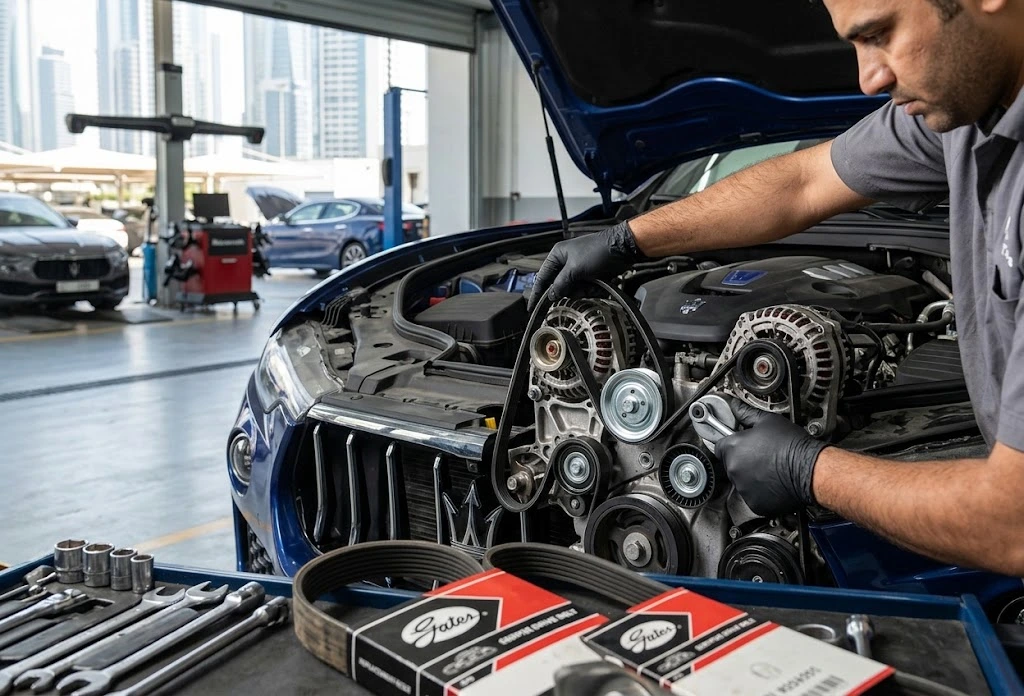 Maserati drive belt and pulley replacement in Dubai