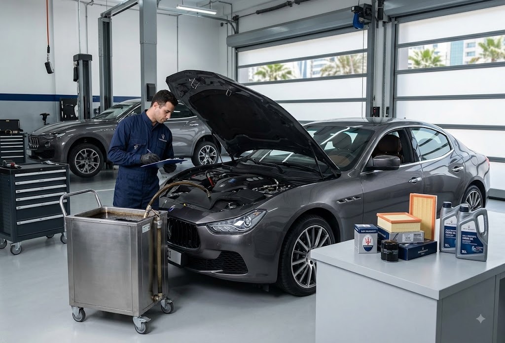 Maserati oil change and scheduled service in Dubai