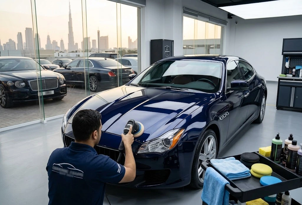 Maserati polishing and detailing in Dubai
